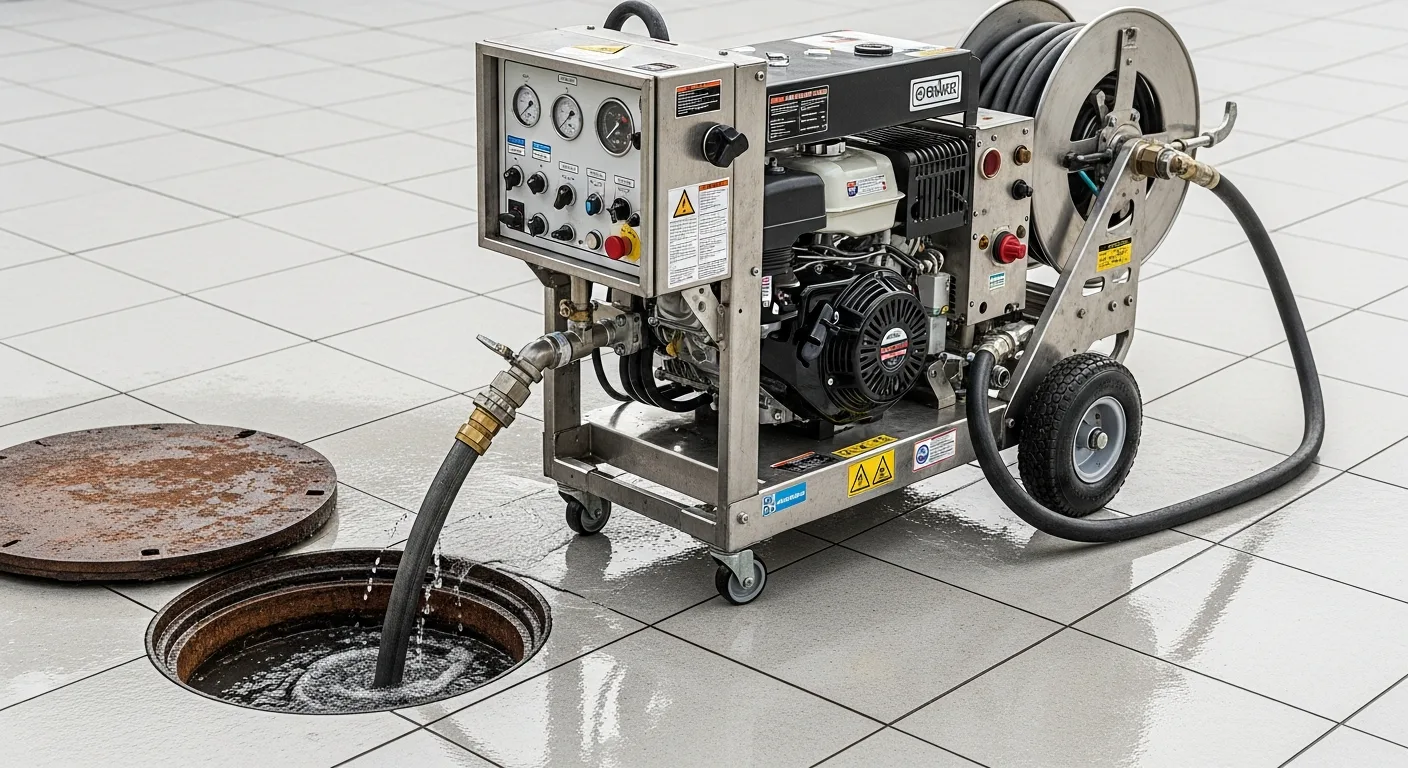 Hidrolavado de una cañería cloacal con máquina de presión