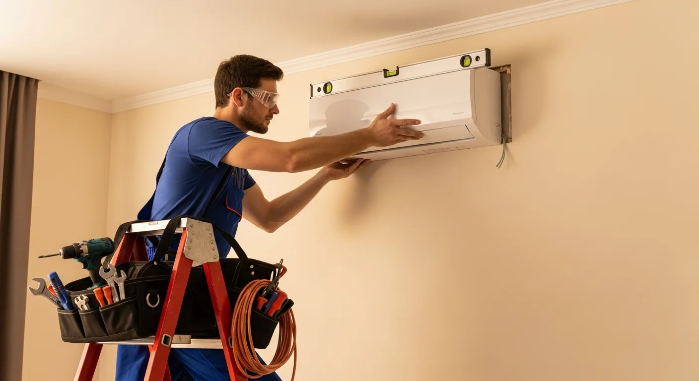 Instalación de la unidad interior de un aire acondicionado split