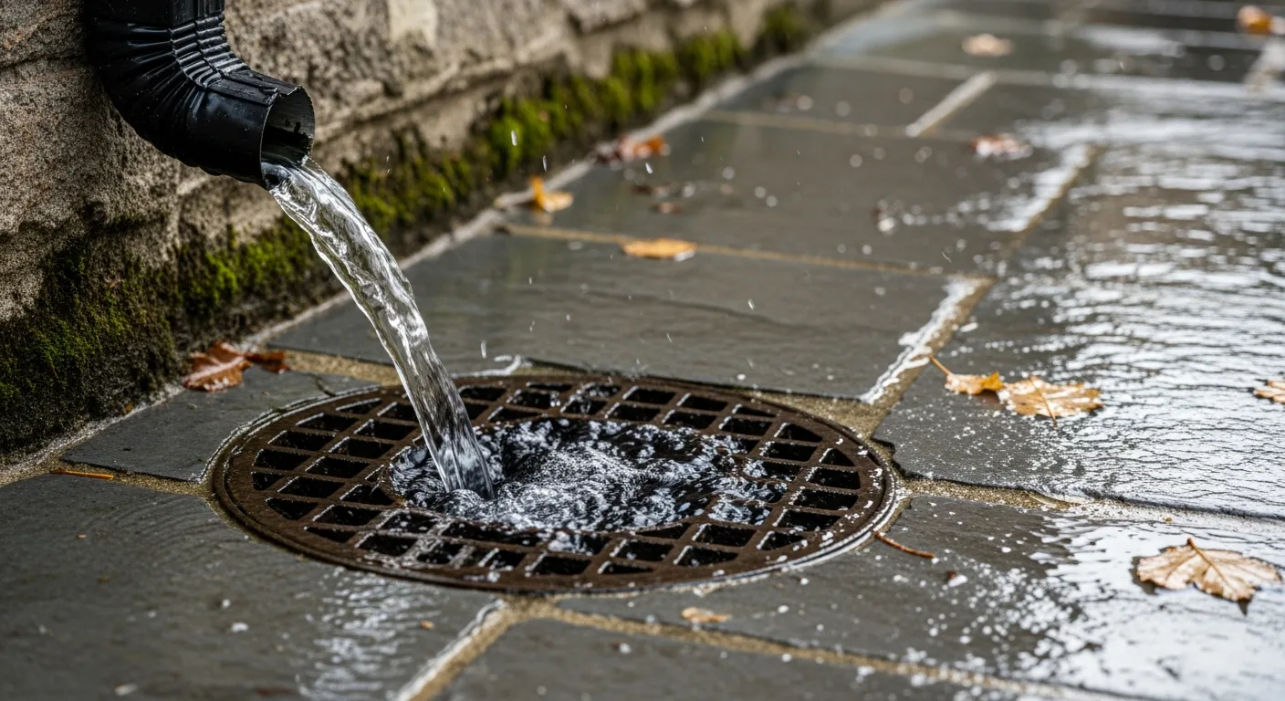 Desagüe pluvial funcionando tras la limpieza