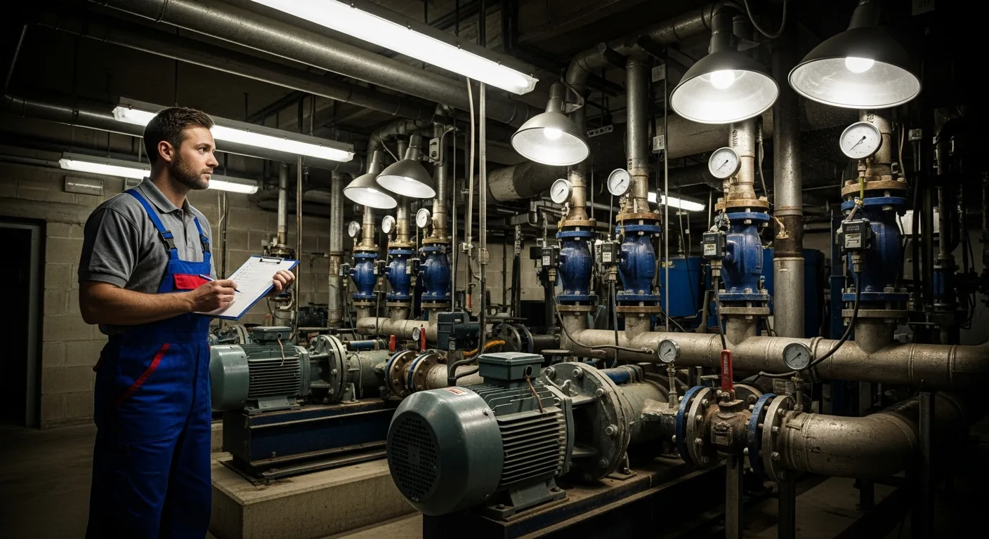 Control periódico en la sala de máquinas de un edificio
